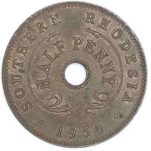 1954 Rhodesia Half Penny - AU+