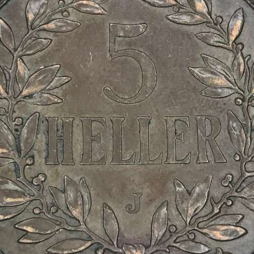 1909 J German East Africa 5 Heller - Large - XF+