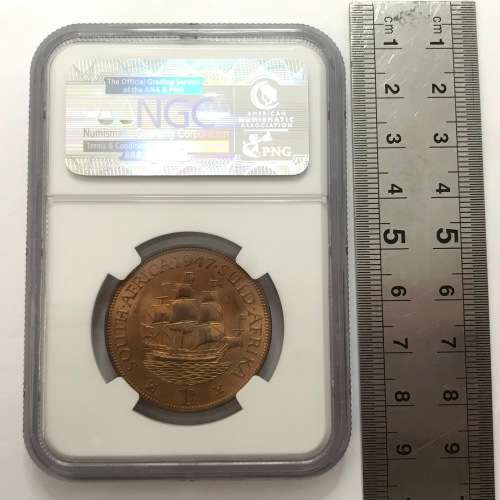 1947 SA Union penny graded PF 65 RD by NGC - YES PF 65 and RED