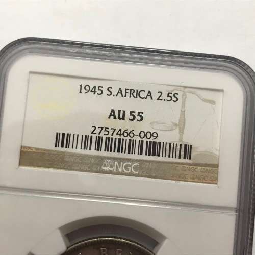 1945 SA Union half crown graded as AU55 by NGC
