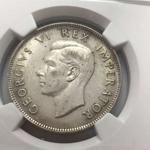 1945 SA Union half crown graded as AU55 by NGC