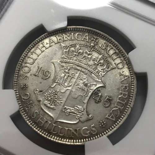 1945 SA Union half crown graded as AU55 by NGC