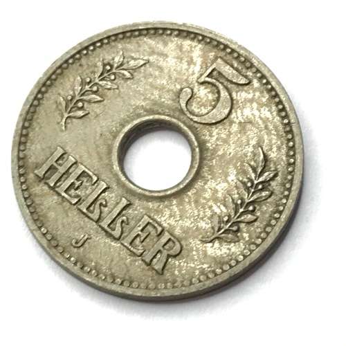 1914 j German East Africa 5 Heller - XF