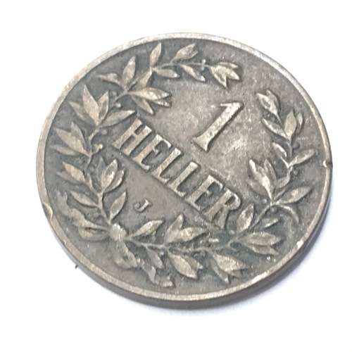 1907 German East Africa 1 Heller With J Mintmark