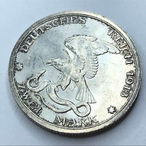1913 a Germany Prussia Hundred years defeat of Napoleon Two Mark - UNC