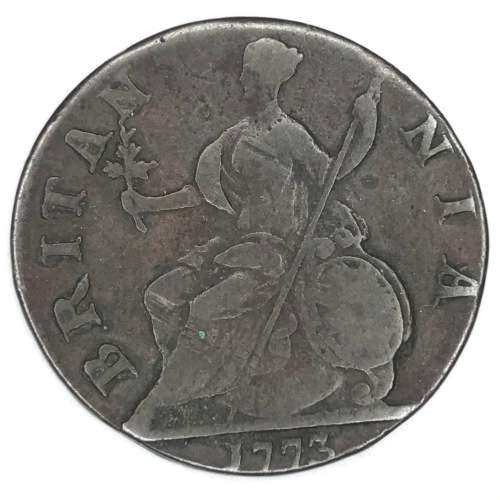 1773 Great Britian George 3 Half Penny - VF