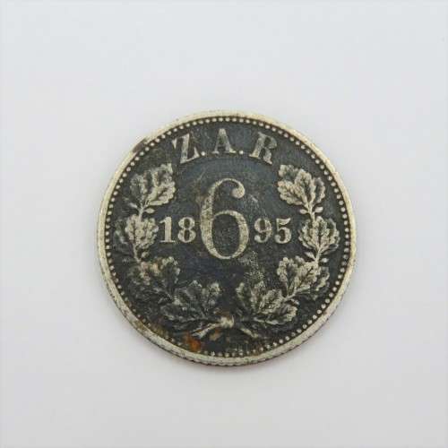 1895 ZAR Paul Kruger 6d sixpence