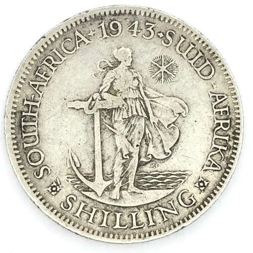 1943 SA Union date variation Shilling - 9 and 4 far apart