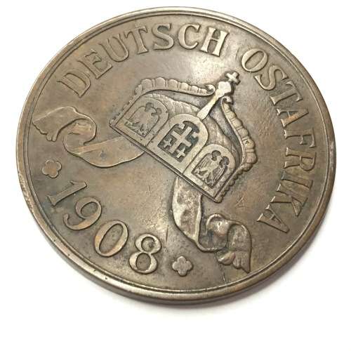 1908 German East Africa Five Heller - XF - Cracked die version (Top left of 5)
