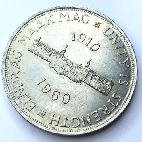 1960 SA Union Crown with 2 die cracks: Obverse-R of Africa Reverse-A of MAAK