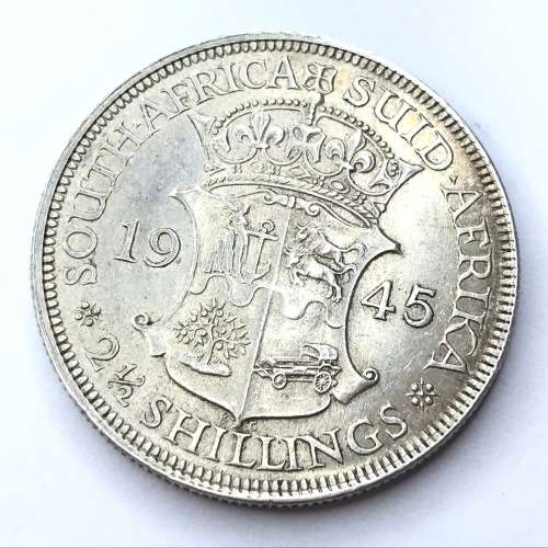 1945 SA Union Half Crown - AU+ low mintage