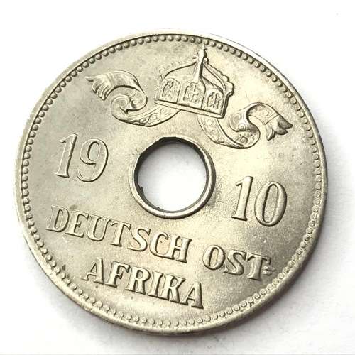 1910 J German East Africa 10 Heller - UNC - Lovely coin