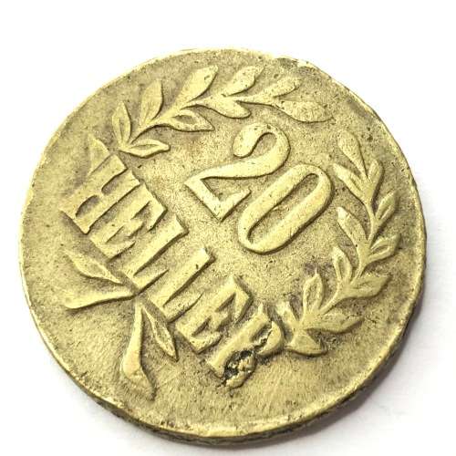 1916 German East Africa 20 Heller - Brass - Observe B - Reverse B