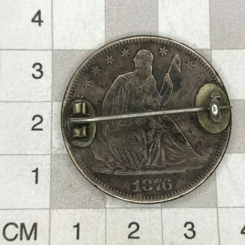 1876 USA half dollar `S` - Made into brooch professionally very high book value - XF+