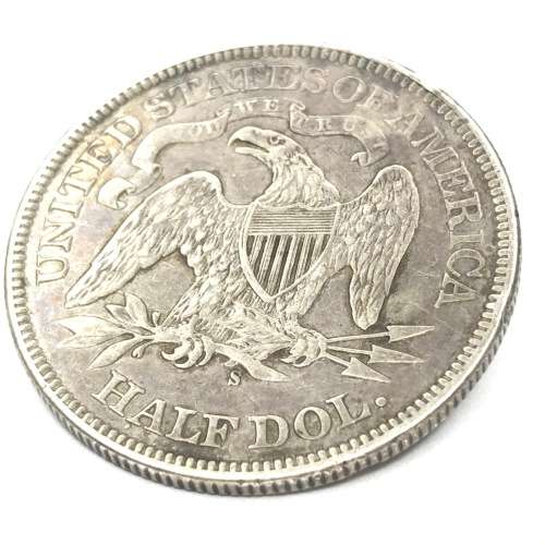 1876 USA half dollar `S` - Made into brooch professionally very high book value - XF+