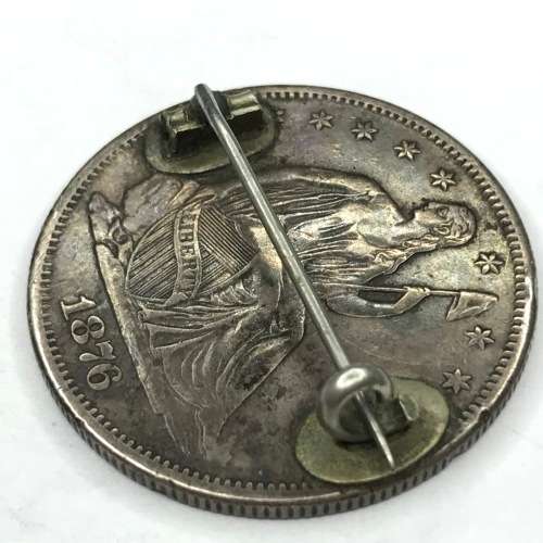1876 USA half dollar `S` - Made into brooch professionally very high book value - XF+