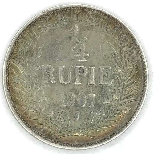 1907 German East Africa J Quarter Rupee - aXF