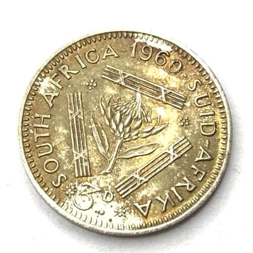1960 SA Union threepence - Mintage 18004 - AU+
