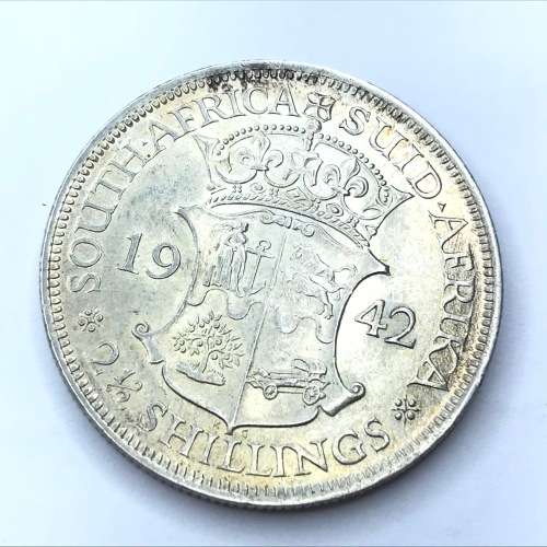 1942 SA Union Half Crown - Full lustre - Light bag marks - AU+