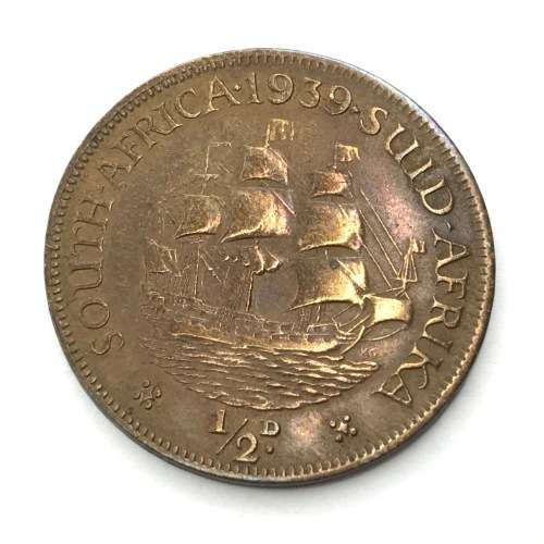 1939 SA Union Half Penny - cleaned