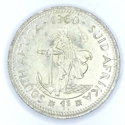 1960 SA Union Shilling - AU cracked die all around REV and OBV