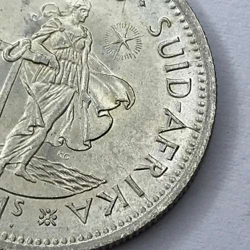 1960 SA Union Shilling - AU cracked die all around REV and OBV