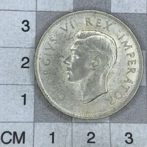 1941 SA Union 2 Shilling - AU Stain cracked die OBV