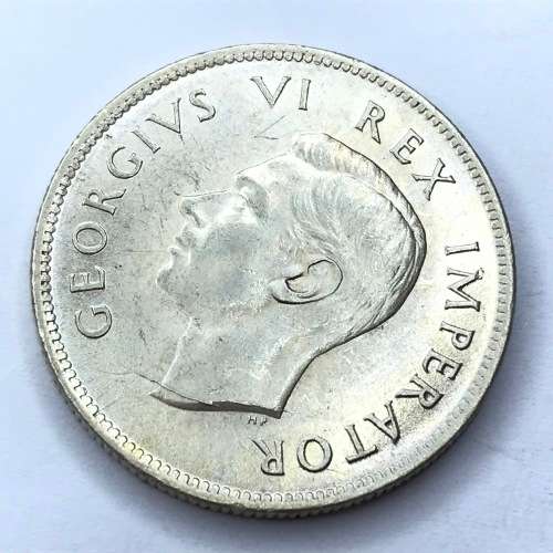 1941 SA Union 2 Shilling - AU Stain cracked die OBV