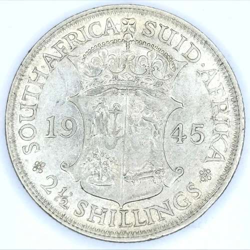 1945 SA Union Half Crown - VF+ cracked die