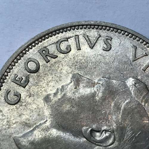1945 SA Union Half Crown - VF+ cracked die
