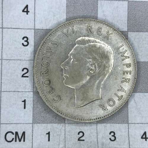 1945 SA Union Half Crown - VF+ cracked die