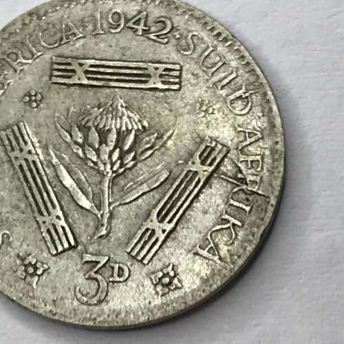 1942 SA Union tickey - ERROR - Badly cracked die