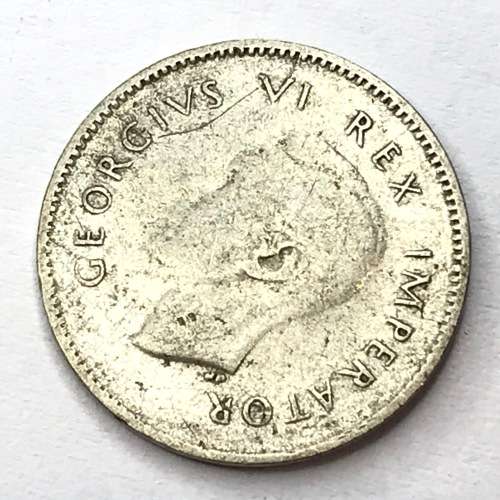 1942 SA Union tickey - ERROR - Badly cracked die