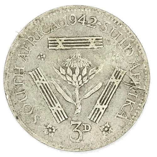 1942 SA Union tickey - ERROR - Badly cracked die