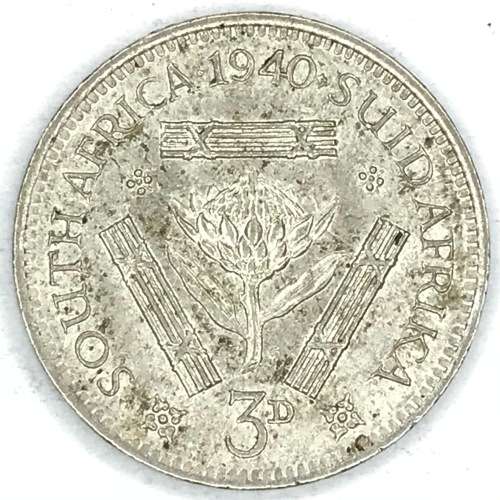 1940 SA Union silver 3d tickey