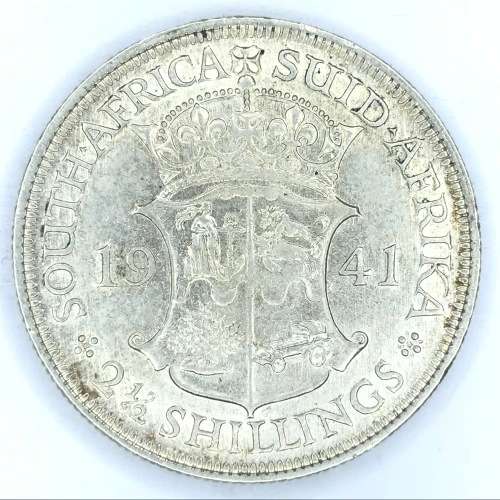 1941 SA Union 2 1/2 Shilling Half Crown - XF with cracked die mark observe