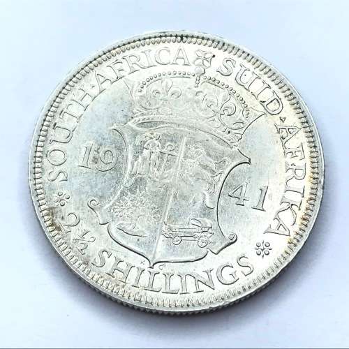 1941 SA Union 2 1/2 Shilling Half Crown - XF with cracked die mark observe