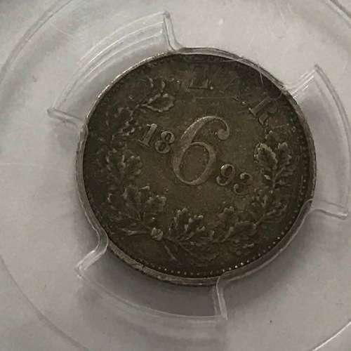 1893 ZAR Kruger Sixpence graded XF45 by PCGS - a scarce coin at a decent price