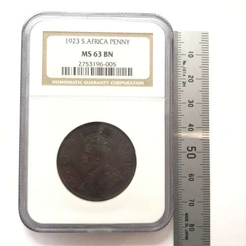1923 SA Union penny graded MS 63 BN by NGC - looks even better
