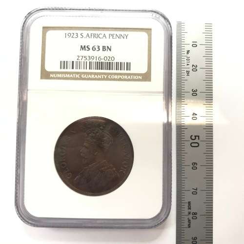 1923 SA Union penny graded MS 65 BN by NGC