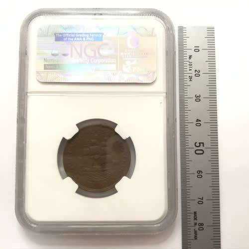 1925 ZAR Half Penny graded AU 50 BN by NGC
