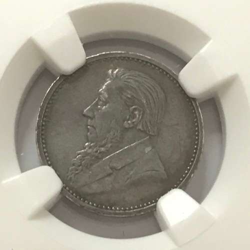 1895 ZAR Kruger 3 pence tickey graded AU 55 by NGC - top quality coin