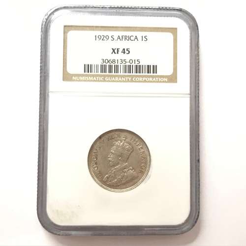 1929 SA Union 1 shilling graded XF45 by NGC