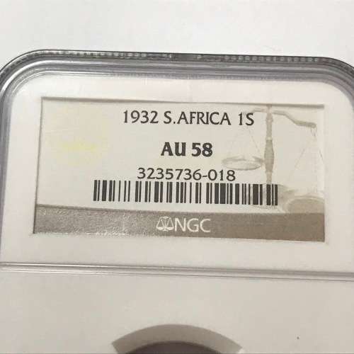 1932 SA Union one shilling graded AU 58 by NGC