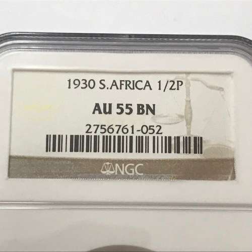 1930 SA Union half penny graded AU 55 BN by NGC