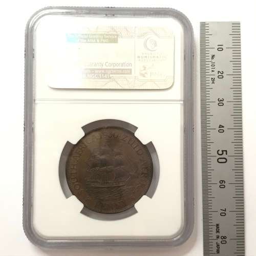 1930 SA Union one penny graded AU 58 BN by NGC