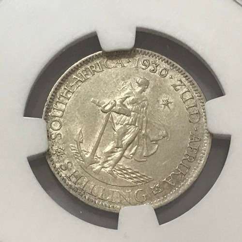 1930 SA Union 1 shilling graded AU53 by NGC