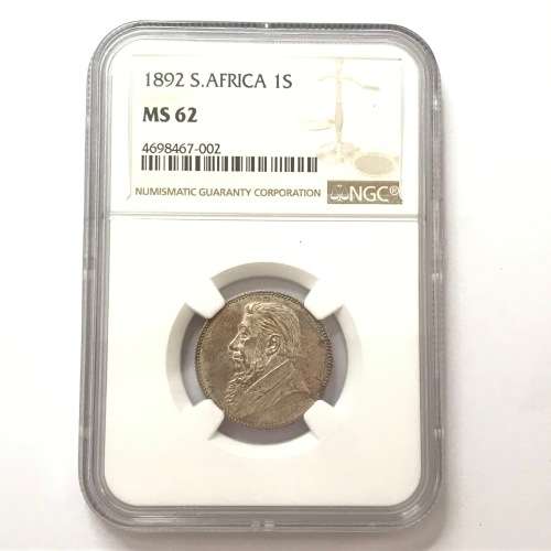 1892 ZAR Kruger 1 Shilling graded MS62 by NGC