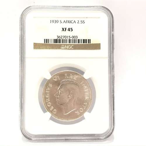 1939 SA Union NGC graded half crown - XF 45