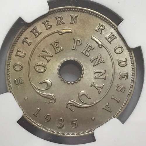 1935 Southern Rhodesia graded Penny MS 63